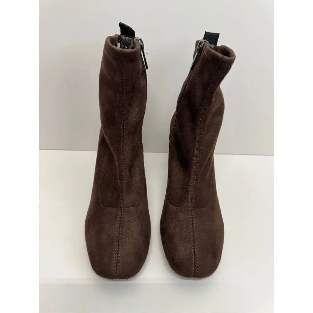 Donald J. Pliner Cattie Bootie Size 6.5 Brown‎ Block Heel Round Toe Boots NEW